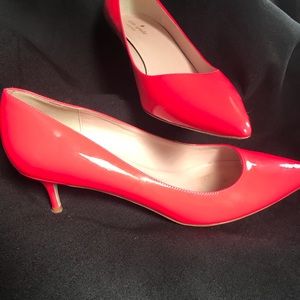 Kate Spade kitten heel HAUTE pink patent  shoes